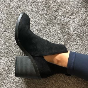 Black cut-out booties